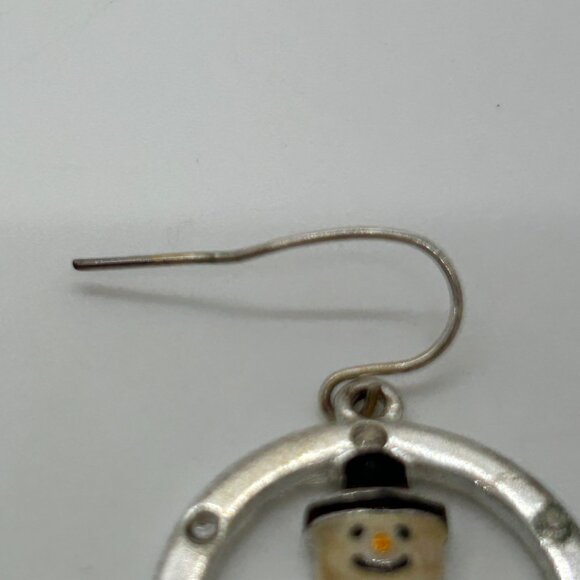 Vintage Kenneth Cole Snowman Earrings Pierced Silver-Tone Holiday Rhinestones - Picture 13 of 16